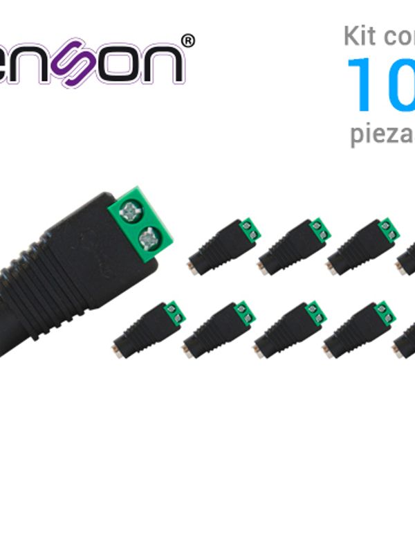 Kit 10 Conectores De Corriente Hembra 10x Ens-fc01 Hembra Enson, Tipo Jack 3.5 Mm Para Alimentar Camaras Cctv O Realizar Empalme De Cableado, Con Bloque Polarizado(+/-) Para Atornillar Cable De Corriente O Utp, Medidas Del Conector 2.1 X 5.5 Mm