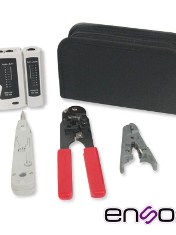 [ENS-KTCB] Kit Completo Enson Ens-ktcb Pinzas+tester, Incluye: -probador De Cableado -pinza Crimpeadora Rj45 -pinza Peladora Utp/stp - + Maletin Transportador -herramienta Punch Down