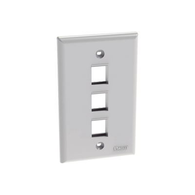 [NK3FNWH] Placa de Pared Vertical, Salida Para 3 Puertos Keystone, Color Blanco