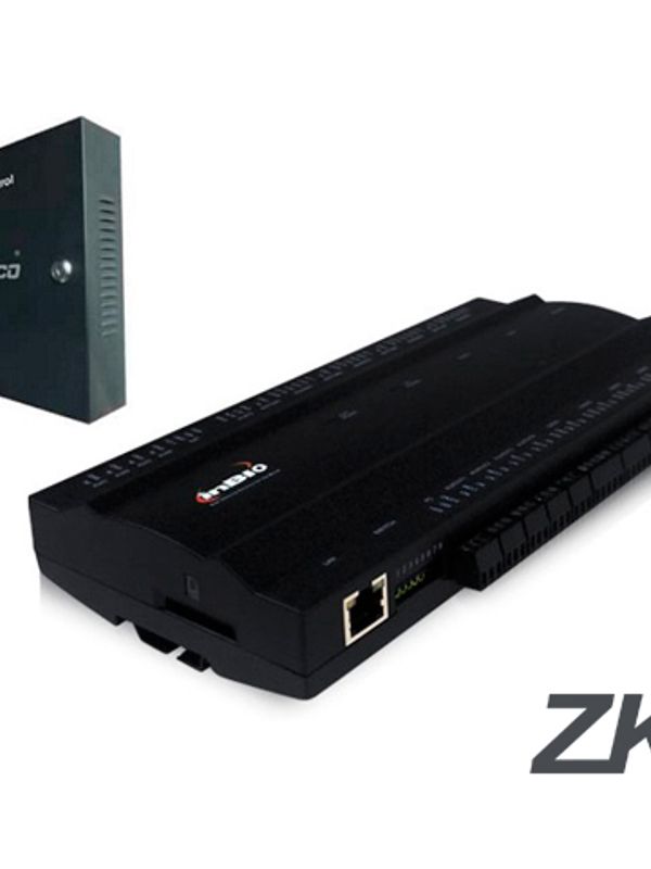 Panel De Control De Acceso Avanzado Zkteco Inbio460box Kit Gabinete Y Fuente De Alimentacion/4puertas/4lectoras/wg/8-lectoras-rs485/3000huellas/30,000 Tarjetas/100,000registros Tcpip/rs485/4 Entradas Y Salidas Aux/ Compatible Con El Software Sin Costo Zkbio Cvaccess.