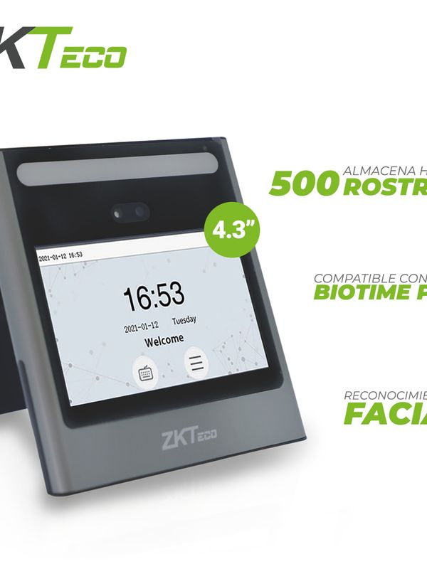 Terminal De Acceso Y Asistencia Con Reconocimiento Facial Y Contraseña Eface10  Zkteco Pantalla De 4.3 Pulgadas 500 Rostros/ 150,000 Eventos  Salida De Relevador Acepta Boton Tcp/ip Adms  Compatible Con Biotime Pro Y Bioaccess Ivs Modulo De Asistencia