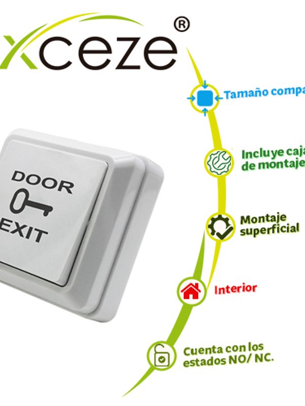 Boton Liberador Axceze Ax-b30 Tipo Push Fabricado En Plastico Incluye Base  Medidas 69 X 69mm  Conexion A 2 Hilos Cuenta Con El Estado N.o.