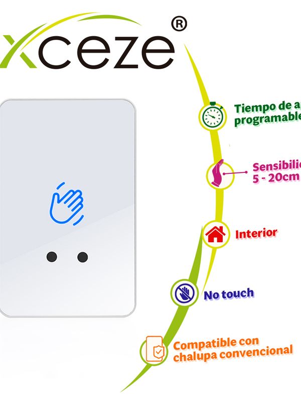 Boton De Peticion De Salida Sin Contacto Ax-b160 Formato Vertical Cubierta Plastica Blanca Cuenta Con Led Indicador De Estado Permite Ajustar La Distancia De Deteccion Y Tiempo De Respuesta Para Generar La Apertura