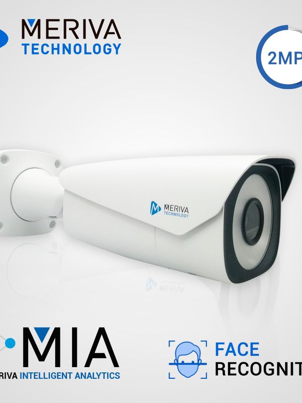 Camara Ip Bullet Meriva Technology Mafr-200 / 2mp / H.265+ / Lente Motorizado 7 - 22mm / 10m Led  / Ip67 / Metalica / 12 Vcd / Poe / Soporta Micro Sd Hasta 256 Gb (no Incluida) / 1 Entrada + 1 Salida De Audio / 1 Entrada + 1 Salida De Alarma / Mia 2.0 / Onvif / Face Recognition Integrado Hasta 10,000 Rostros
