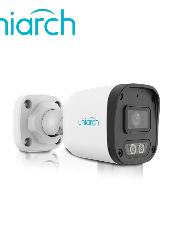 Camara Ip Bullet Uniarch Ipc-b132-af28-dl-eco / 2mp / Lente 2.8mm / Dnr / Ir30m / Dual-light / Microfono-integrado / Human-body-detection 2.0 / Onvif / 3-axis / Ip67 / Grafeno+plastico / Ultra265 /
