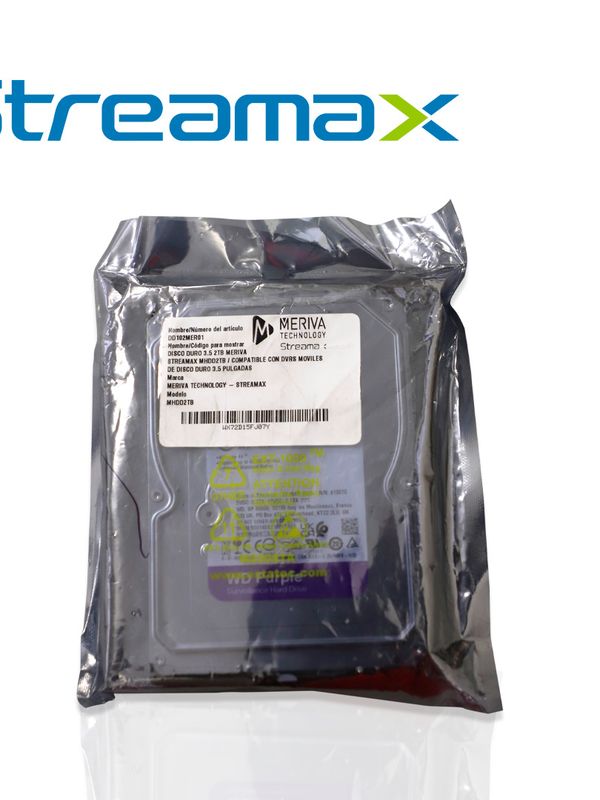 [DD102MER01] DISCO DURO 3.5 2TB MERIVA STREAMAX MHDD2TB / COMPATIBLE CON DVRS MOVILES DE DISCO DURO 3.5 PULGADAS