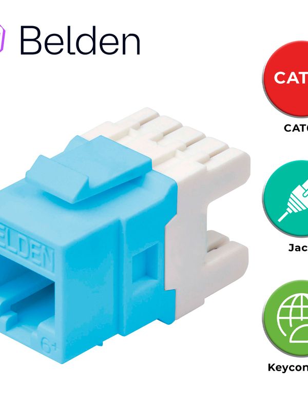 [EC010BEL08] CONECTOR MODULAR JACK CAT6+ RJ45 BELDEN AX101326 / KEYCONNECT / INTERIOR / AZUL / PIEZA