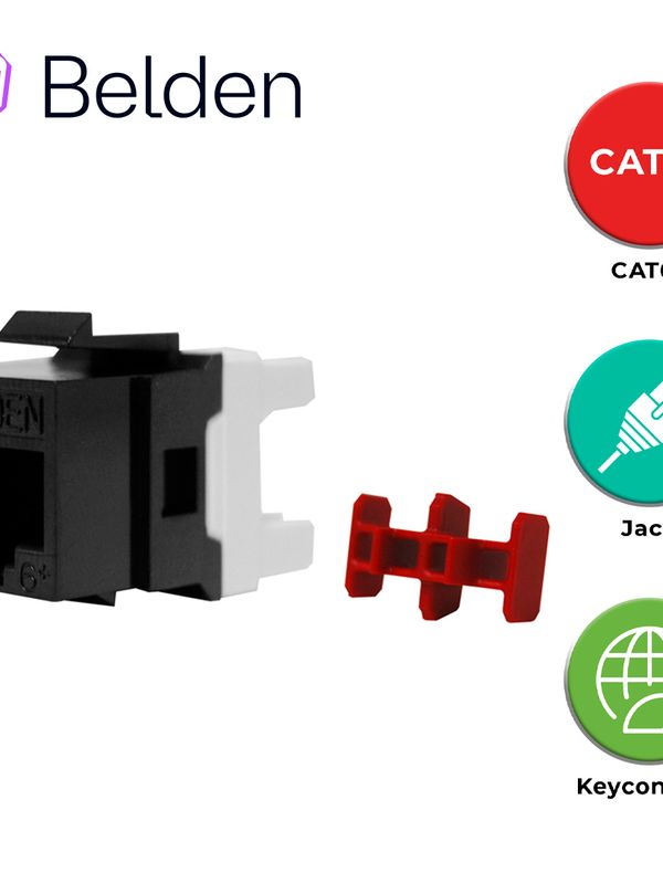 [EC010BEL09] CONECTOR MODULAR JACK CAT6+ RJ45 BELDEN AX101321 / KEYCONNECT / INTERIOR / NEGRO / PIEZA