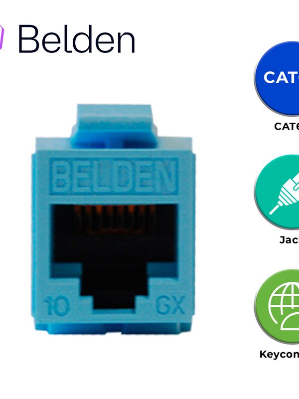 Conector Modular Jack Cat6a Rj45 Belden Ax102288 / Keyconnect / Interior / Azul Claro / Pieza