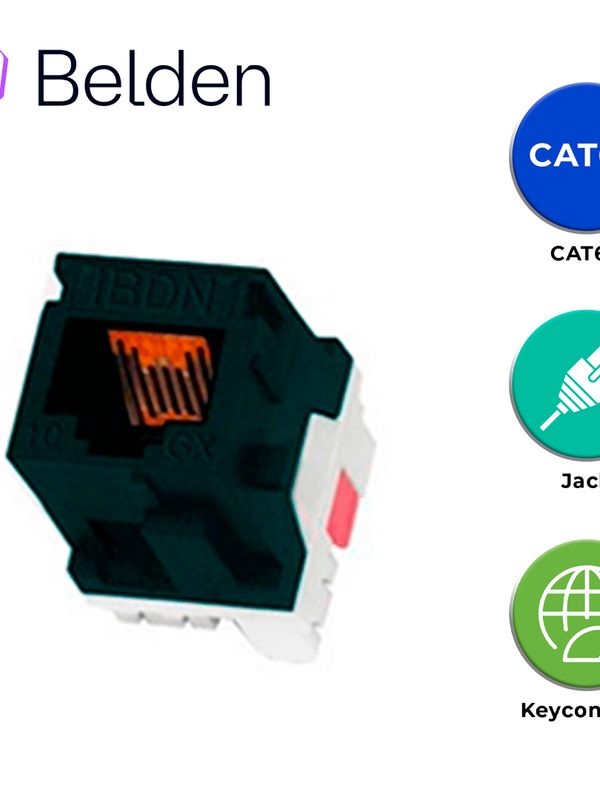 [EC010BEL16] CONECTOR MODULAR JACK CAT6A RJ45 BELDEN AX102283 / KEYCONNECT / INTERIOR / NEGRO / PIEZA