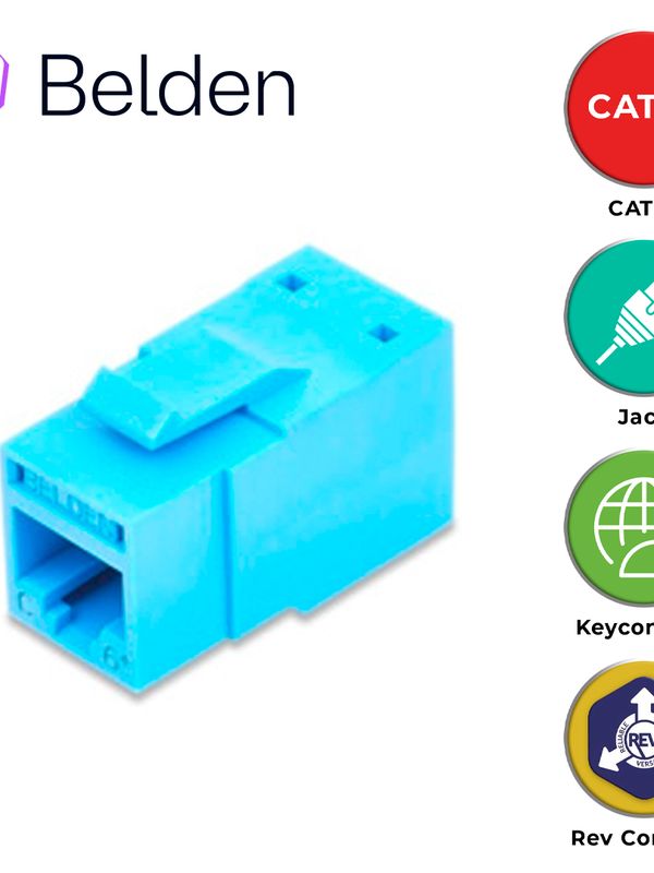 Conector Modular Jack Cat6+ Rj45 Belden Rv6mjkutb-s1 / Revconnect / Interior / Azul Claro / Pieza