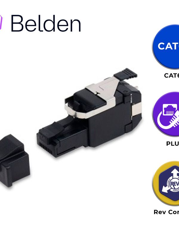 [EC010BEL19] PLUG RJ45 UTP REVCONNECT CAT6A BELDEN RVAFPUBK-S1 / NEGRO