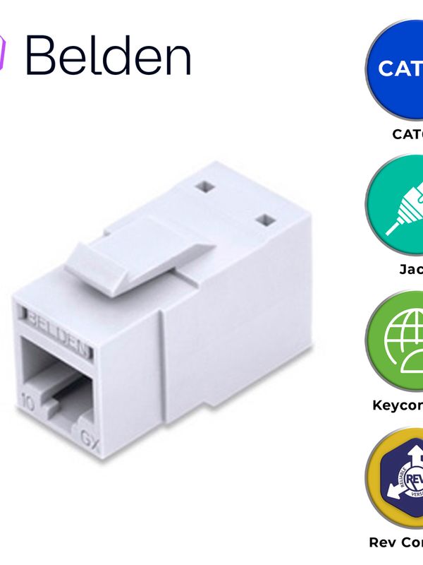[EC010BEL20] CONECTOR MODULAR JACK CAT6A RJ45 BELDEN RVAMJKUEW-S1 / REVCONNECT / INTERIOR / BLANCO / PIEZA