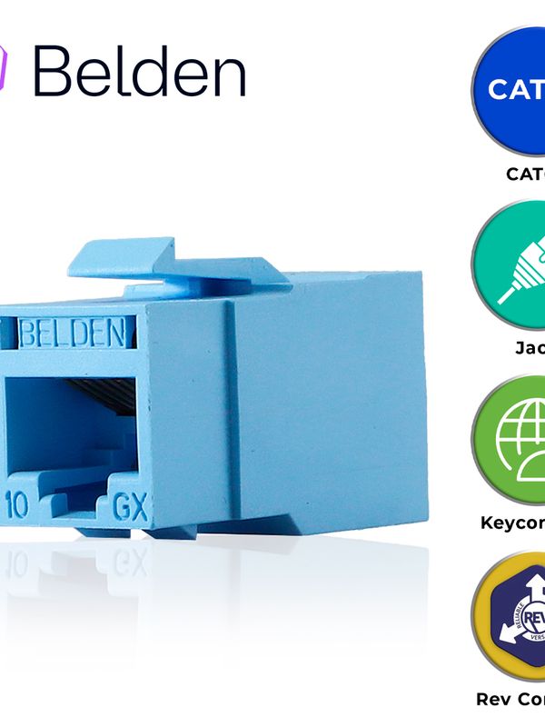 [EC010BEL21] CONECTOR MODULAR JACK RJ45 CAT6A BELDEN RVAMJKUTB-S1 / REVCONNECT / INTERIOR / AZUL CLARO / PIEZA