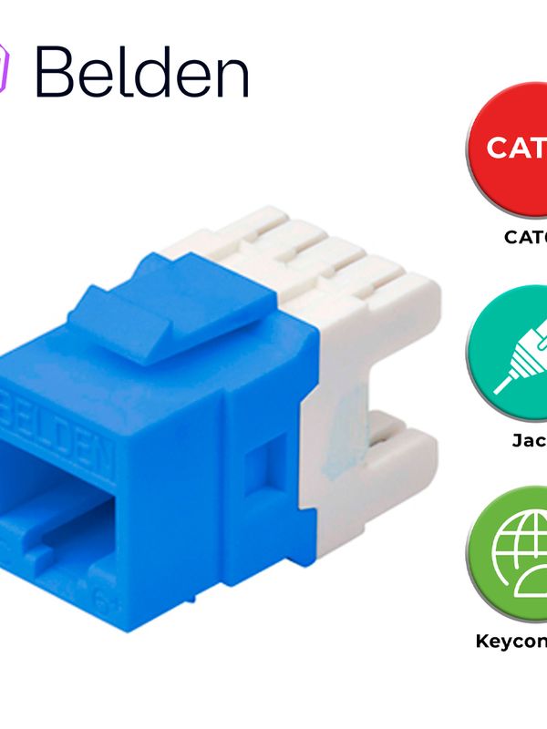 [EC010BEL26] CONECTOR MODULAR JACK CAT6+ RJ45 BELDEN AX104193 / KEYCONNECT / INTERIOR / AZUL / PIEZA