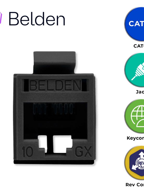 Conector Modular Jack Cat6a Rj45 Belden Rvamjkubk-s1 / Revconnect / Interior / Negro / Pieza