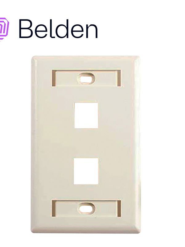 Placa De Pared (faceplate) Belden Ax103923 2 Puerto Compatible Con Jacks Estilo Keyconnect Universal Cat6a Cat6 Cat5e Conectores De Fibra Optica Y Coaxiales Color Almendra Uso Interior Material Plastico Ul94v Incluye Tornillo 6-32 Etiqueta De Carton Ventana Transparente