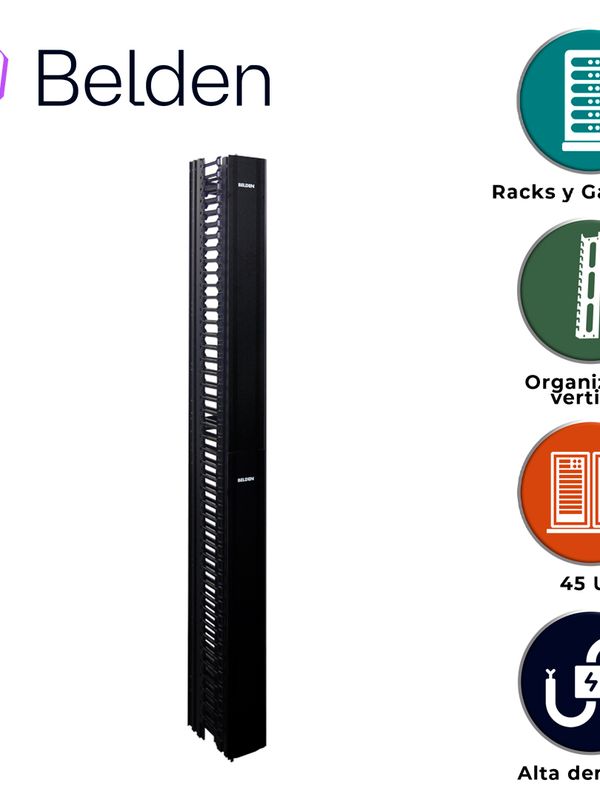Organizador Vertical Belden Bhvhh06 De Alta Densidad 6pulgadas Ancho 84 Pulgadas Alto Administracion Frontal Y Posterior 45 Ur Con Tapa Negro