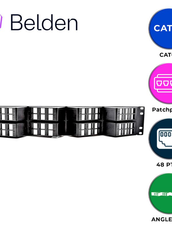 PATCH PANEL KEYCONNECT CAT6/CAT6A BELDEN AX103249 / NEGRO / 48 PUERTOS / 2UR / ANGLEFLEX/VACIO / PIEZA