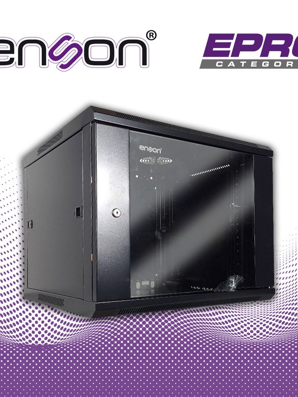 Gabinete De Pared Enson Ens-rkgb9u2 9ur Puerta Frontal De Cristal Templado Con Cerradura De Seguridad Ranuras De Ventilacion En La Parte Superior Para 2 Ventiladores De 11 Cm 600x600x501mm