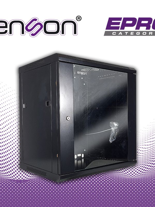 Gabinete De Pared Enson Ens-rkgb12u 12ur Puerta Frontal De Cristal Templado Con Cerradura De Seguridad Ranura De Ventilacion En La Parte Superior Para Ventiladores De 11 Cm Ensamblado 600x450x635mm