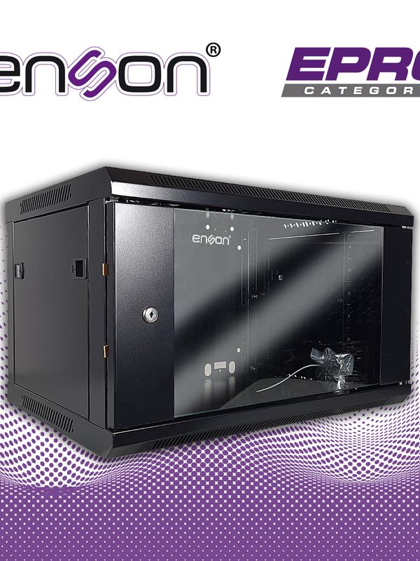 [EC060ENS13] GABINETE DE PARED ENSON ENS-RKGB6UD 6UR PUERTA FRONTAL DE CRISTAL TEMPLADO CON CERRADURA DE SEGURIDAD RANURAS DE VENTILACION EN LA PARTE SUPERIOR PARA 2 VENTILADORES DE 11 CM 600X450X368MM, REQUIERE ENSAMBLAJE