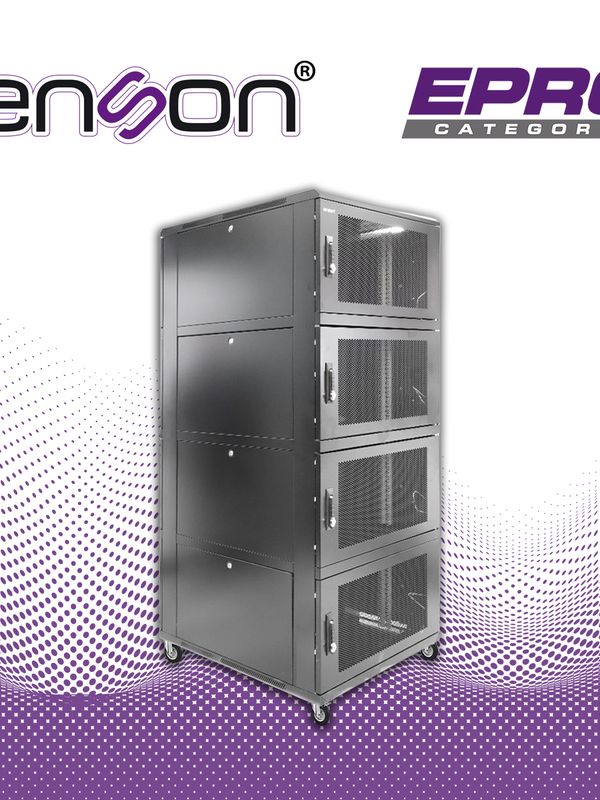 Gabinete De Piso Modular De Acero Enson Ens-rkgb42u8 / 36ur En 4 Modulos De 9ur Cada Uno / Paneles Laterales Extraibles / Puertas De Malla Delanteras Y Traseras Con Cerraduras / Tamaño Exterior 42u 800x1000x2000