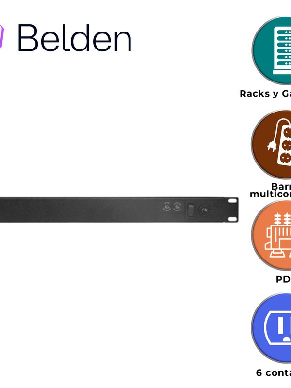 [EC070BEL02] BARRA MULTICONTACTO PDU BELDEN 9BF1-061002 / 6 CONTACTOS FRONTALES / 5 - 15 PLUG / 15A/120V