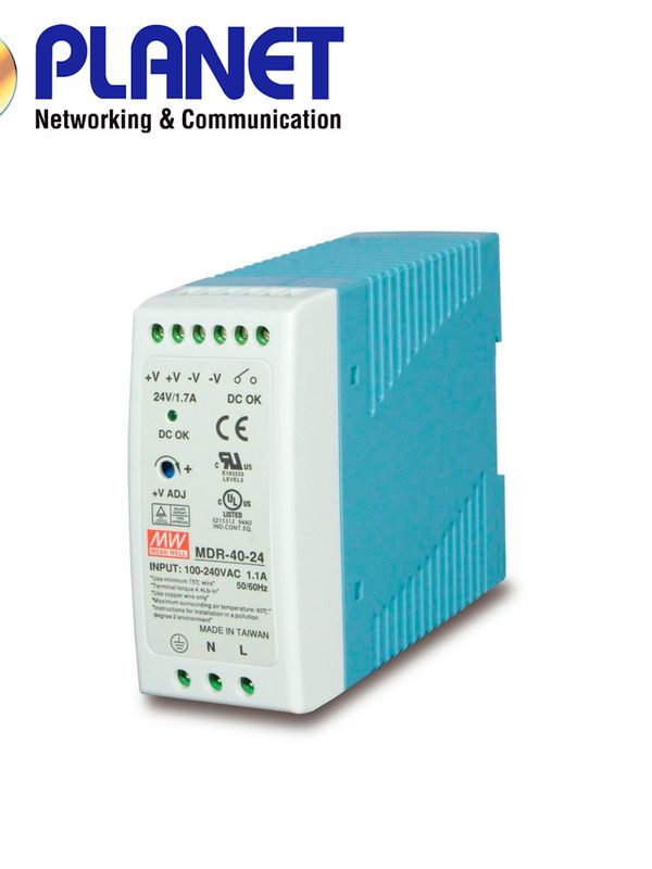 Fuente De Poder Industrial Planet Pwr-40-24 / Entrada 85-264vca/120-370vcd / Salida 24vcd 40w 1.7a / Instalacion Din-rail / Ideal Para Switches Industriales (minimo De Compra 4 Piezas)