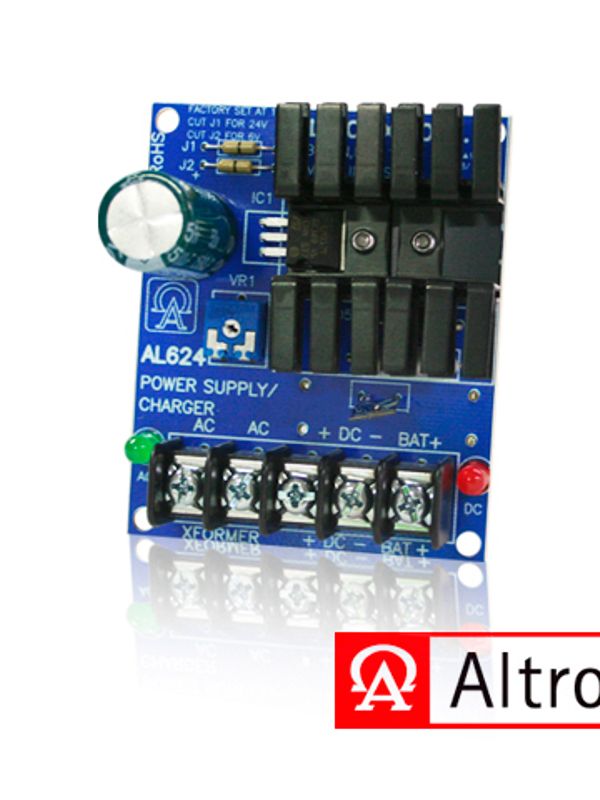 [FP123ALX02] FUENTE DE ALIMENTACION/CARGADOR ALTRONIX AL624 CONVIERTE UNA ENTRADA DE AC DE BAJO VOLTAJE EN UNA SALIDA DE 6VDC, 12VDC O 24VDC. ESTA FUENTE DE ALIMENTACION DE USO GENERAL TIENE UNA AMPLIA GAMA DE APLICACIONES PARA CONTROL DE ACCESO, SEGURIDAD Y ACCESORIOS DE SISTEMAS DE CCTV QUE REQUIEREN ENERGIA A