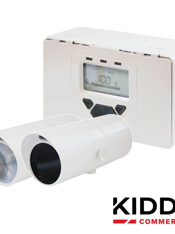 Sistema De Deteccion De Humo Fotobeam Convencional Kidde Kc3000-103 Incluye Monitor, Transmisor Y Receptor Cobertura De Hasta 120x18 M. Ideal Para Lugares Muy Altos O Muy Amplios En Interior, Cuenta Con Relevadores De Supervision Y Alarma, Lo Cual Lo Convierte En Un Sistema Autonomo O Compatible Con Otras Marcas De Paneles. Para Integrarse A Los Paneles Vs De Kidde Requiere Modulo Gsa-ct1 O Gsa-ct