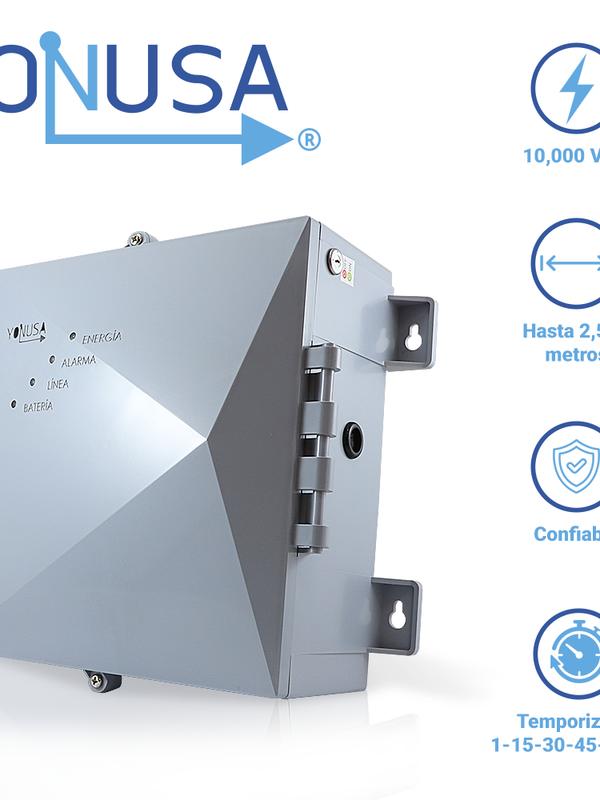 [IE100YON05] ENERGIZADOR PARA CERCA ELECTRIFICADA NUEVA GENERACION YONUSA 12000V EY NG 12000 1 SIN INTERFACECUBRE HASTA 700 METROS PERIMETRALES O 3500 METROS LINEALES A 5 LINEAS VERSION 2
