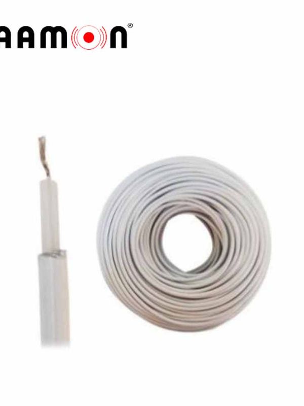 [IE300PAM03] CABLE DOBLE AISLADO COLOR BLANCO / CAB-DOBLE AISLADO -WP-100M PAAMON / CAPA AISLANTE DE POLIETILENO CONDUCTOR 22AWG DE ALEACION DE ALUMINIO PARA EXTERIOR SOPORTA HASTA 18,000 VOLTS ROLLO DE 100 METROS IDEAL PARA CERCA ELECTRICA