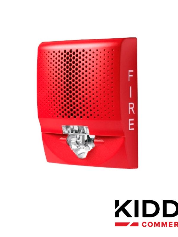 [IS020EDW08] ALTAVOZ DE PARED / LUZ ESTROBOSCOPICA KIDDE G4SVRF, 15-110cd, ROJO, ALTA FIDELIDAD 520HZ / SALIDA DE AUDIO DE 90dBA / COMPATIBLE CON PANEL DE AUDIO ANS25MDR2 / REQUIERE BASE DE MONTAJE GRSW-10 (NO INCLUIDA).