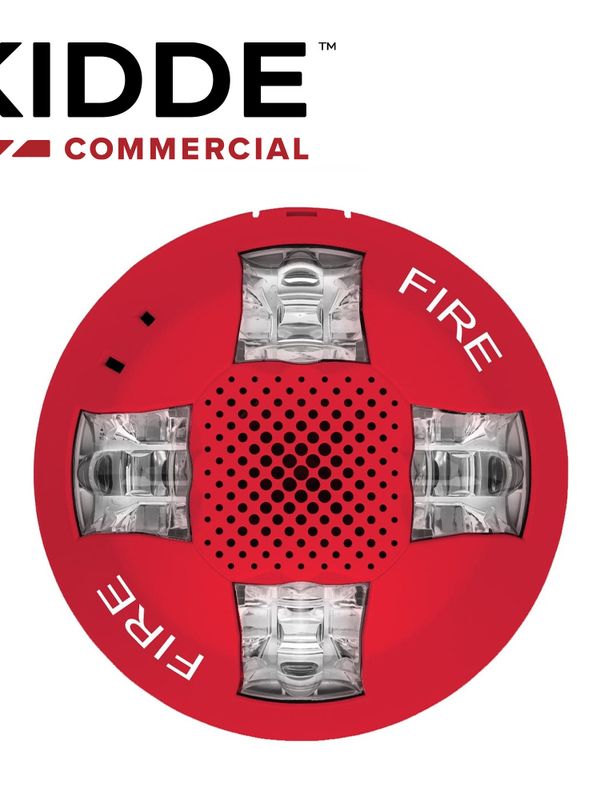 Altavoz De Techo Con Luz Estroboscopica / 15-115 Cd / Kidde / Gcsvrf / Roja, Con La Palabra Fire. Placa De Cableado Lateral De La Habitacion Incluida