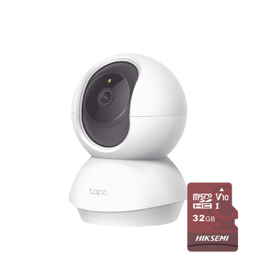 [TAPOC200/HS32] Kit de Cámara IP Wi-Fi / Incluye 1 Pieza Modelo TAPOC200 / 2 Megapixel / Utiliza La App Tapo / 1 Memoria Micro SD Hiksemi Modelo HS-TF-E1/32G
