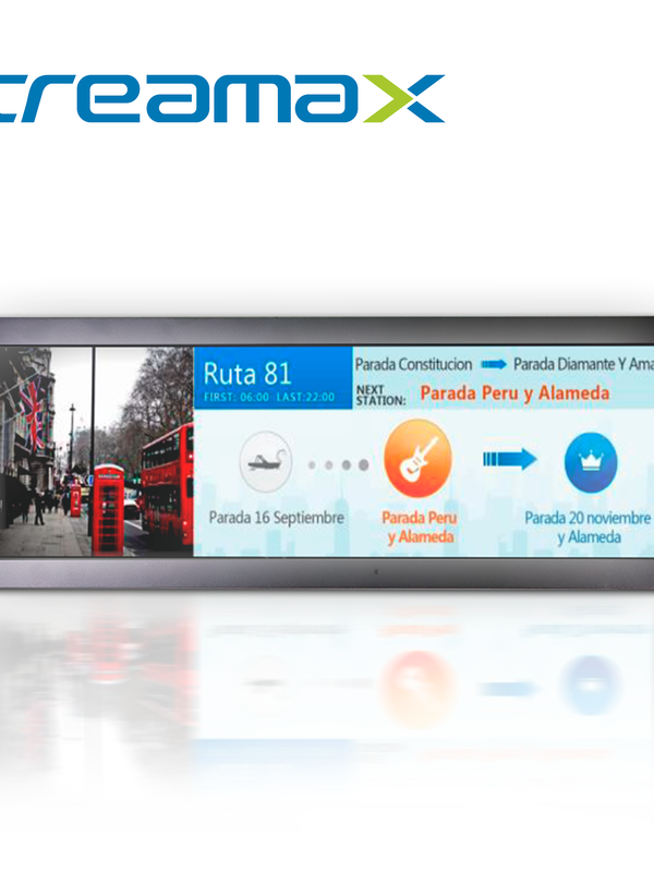 [MTA10MER02] DISPLAY DE PASAJEROS PARA SOLUCION EN AUTOBUS STREAMAX ML16MAX-286 / 28.6 PULGADAS / CONECTOR DJ7031-6.3-21 / FIJACION EN TECHO O PARED COLGANTE / PARA ANUNCIAR PARADAS, ESTACIONES Y TIEMPO / SISTEMA OPERATIVO ANDROID