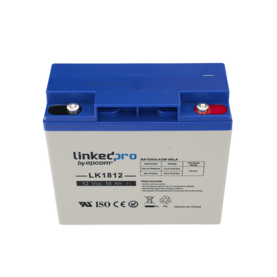[LK1812] Batería de respaldo 12 V | 18 Ah | AGM | Especial para Seguridad Electrónica | UPS | Sistemas de Emergencia | Vida útil 5 años | Terminales T1