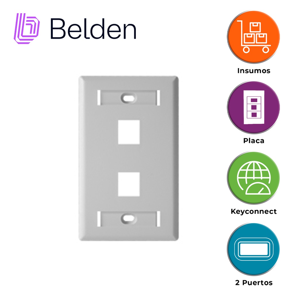 [EC020BEL02] AX102655 PLACA DE PARED (FACEPLATE) BELDEN AX102655 / INTERIOR / BLANCO / 2 PUERTOS / PIEZA