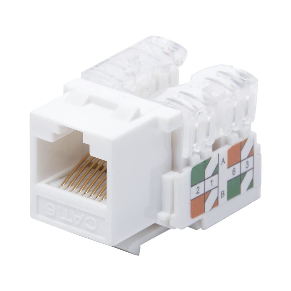 Módulo Jack Keystone Cat6 con Terminación 110 (Punchdown) para Faceplate - Color Blanco