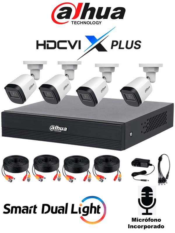 [DH-KIT/XVR1B08-I/T/8-B1A21N-U-IL-A-0280B] DAHUA DH-KIT/XVR1B08-I/T/8-B1A21N-U-IL-A-0280B- Kit de 8 Canales 2 Megapixeles DVR Cooper-I WizSense Con IA H.265+ 8 Camaras B1A21N-U-IL-A-0280B 1080p 8 Canales + 2 IP o Hasta 10 Canales IP 4 Canales SMD Plus