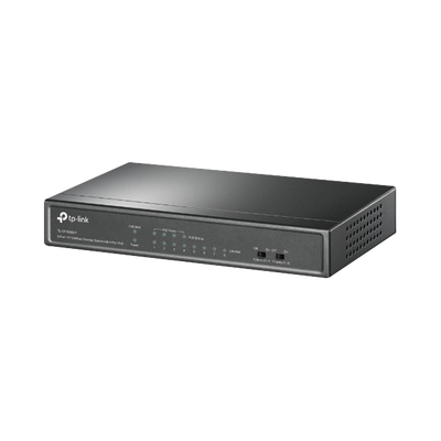 [TLSF1008LP] Switch PoE No Administrable de Escritorio / 8 puertos 10/100 Mbps / 4 puertos PoE af / Presupuesto 41 W / Modo extensor PoE hasta 250 metros / Calidad video prioritaria