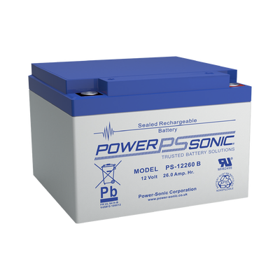 [PS-12260-B] Batería 12V, 26AH, Para Respaldo, Tecnologías AGM/VRLA, 5 Años Vida Útil, Terminales M5, Reconocida UL