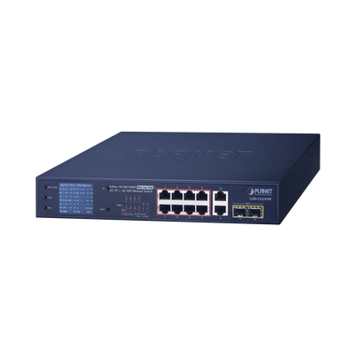 [GSD-1222VHP] Switch No Administrable 8 Puertos Gigabit con Modo Extender a 250 m, 2 Puertos Uplink 10/100/1000 Mbps, 2 Puertos SFP