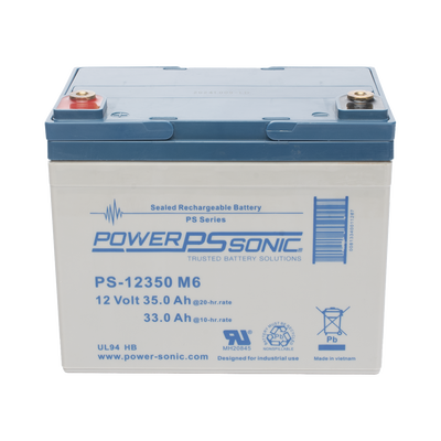 [PS-12350-M6] Batería 12V, 35AH, Para Respaldo, Tecnologías AGM/VRLA, 5 Años Vida Útil, Terminales M6, Reconocida UL