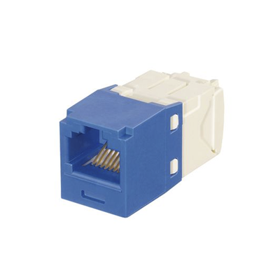 [CJK688TGBU] Conector Jack RJ45 Estilo TG con Llaveado Azul, Mini-Com, Categoría 6, de 8 Posiciones y 8 Cables