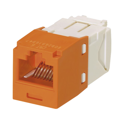 [CJ688TGOR] Conector Jack RJ45 Estilo TG, Mini-Com, Categoría 6, de 8 Posiciones y 8 Cables, Color Naranja