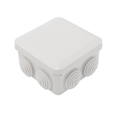 [PST-0808-ER] Caja Estanca, Derivación, Conexión de Plástico (89 X 89 X 50 mm) con 7 Glándulas de Goma. Para Instalaciones Comerciales, Residenciales e Industriales. Cerrado a Presión.
