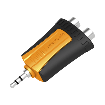 [MMJ3-2RF] Conector Estéreo | 3.5 mm - 2 x conector Hembra RCA | Adaptador de Carcasa de Plástico