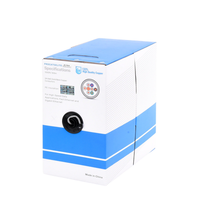 [PRO-CAT-5E-LITE] Bobina de Cable de 305 Metros (1000 Pies), Cat5e, 24 AWG, Color Gris, UL, para Aplicaciones en Videovigilancia, Redes de Datos. Uso Interior